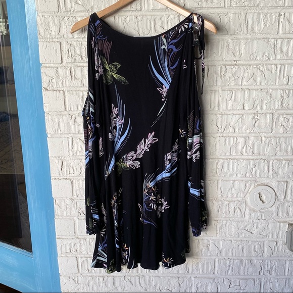 Free People Cold Shoulder Black Mini Dress - Picture 6 of 7